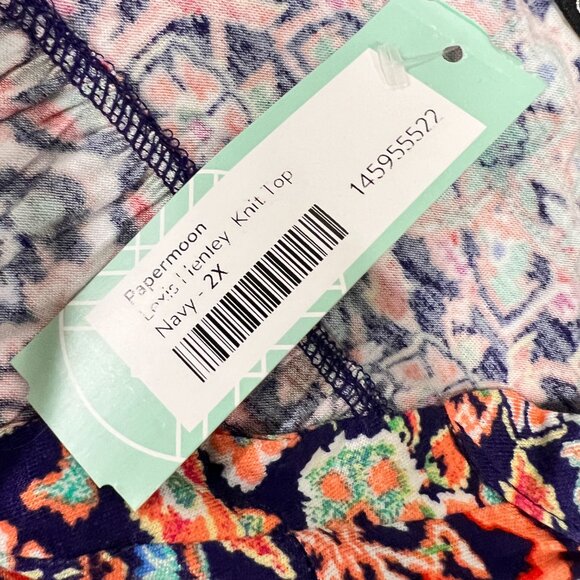 NWT Papermoon Women's 2X Split Neck Sleeveless Henley Knit‎ Top Blouse - Picture 2 of 9